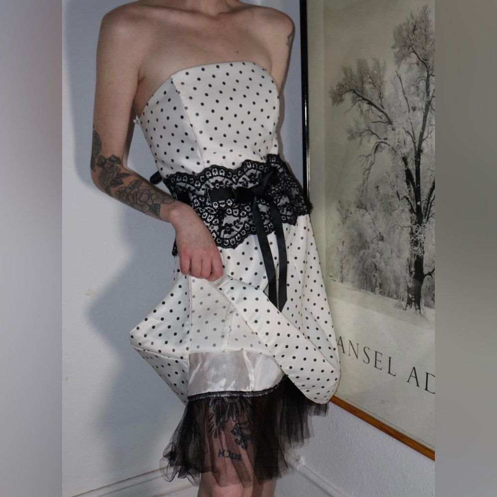 Jessica McClintock Strapless Black and White Dress